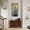 Surrealist painting with a bird figure in an elegant interior