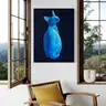 Modern sphynx cat portrait – blue silhouette on a dark background