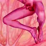 An oil painting depicting a male nude in warm, saturated colors in shades of orange and pink